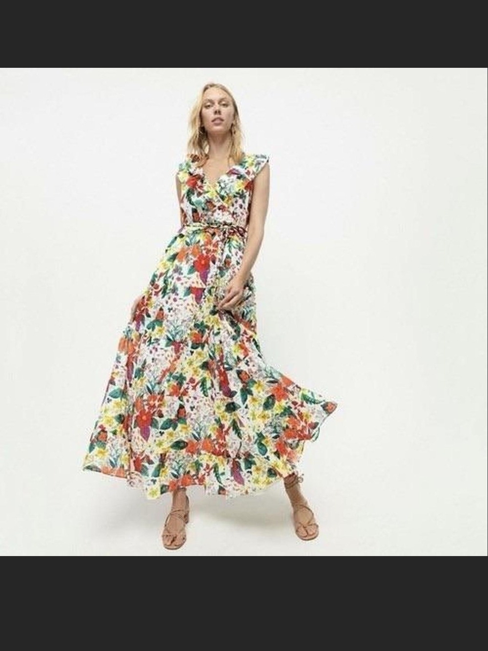 J. Crew Floral V-Neck Maxi Dress in White with Multicolor Print